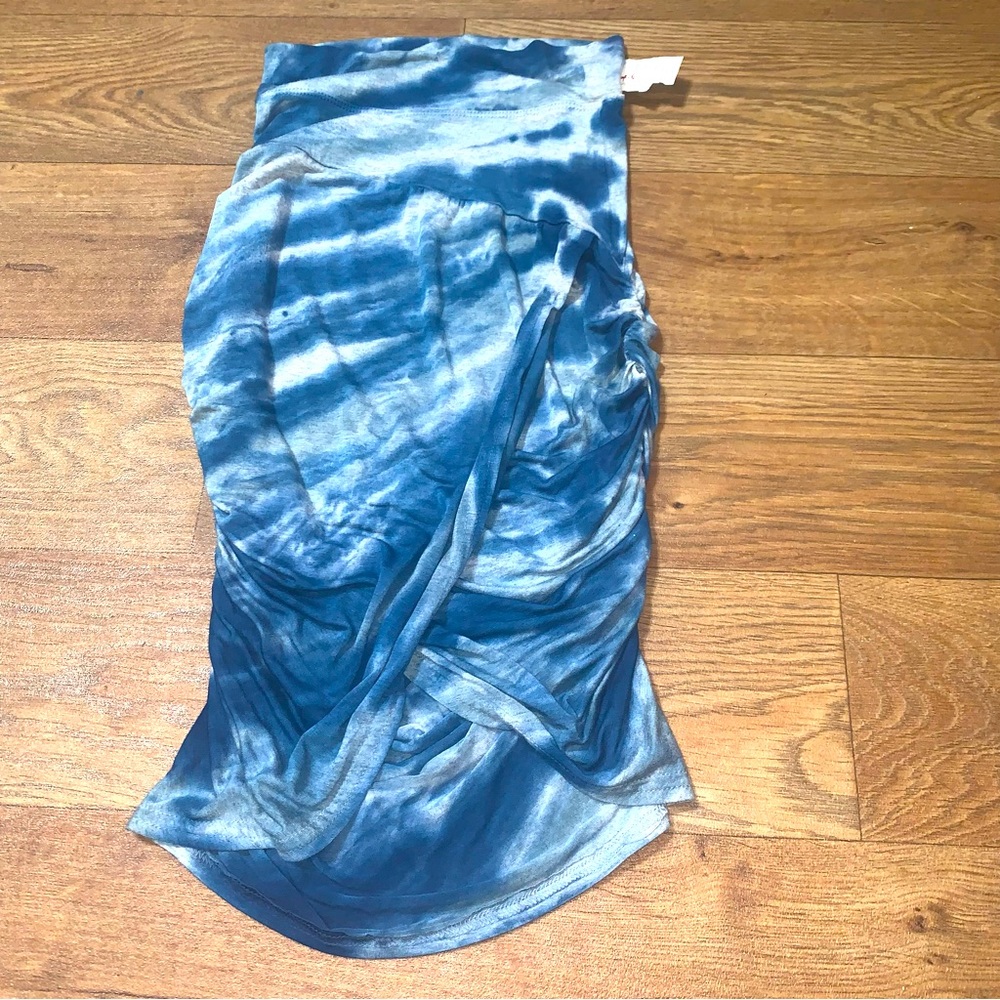 Hard Tail Wrap Tulip Skirt - Tie-Dye Blue & Gray XS